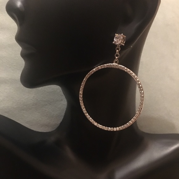 Cubic Zirconia Hoop Earrings - Picture 4 of 6